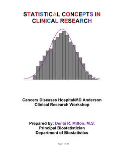 Statistical Concepts in Clinical Research