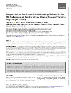 Perspectives of Zambian Clinical Oncology Trainees in the MD Anderson and Zambia Virtual Clinical Research Training Program (MOZART)