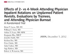 Effects of 2- vs 4- Week Attending Physician Inpatient Rotations on Unplanned Patient Revisits, Evaluations by Trainees, and Attending Physician Burnout: A Randomized Trial by Brian P. Lucas MD, MS