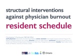 Structural Interventions Against Physician Burnout: Resident Schedule by Christopher S. Parshuram MBChB, DPhil