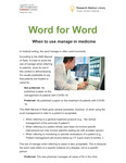 When to use "manage" in medicine by Tammy Locke